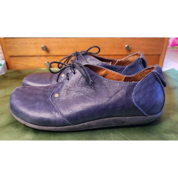 SERGIO TOMANI Smoky Blue Leather Lace Up Shoes Rubber Soles Sz 6-6.5 Columbia - Picture 3 of 9